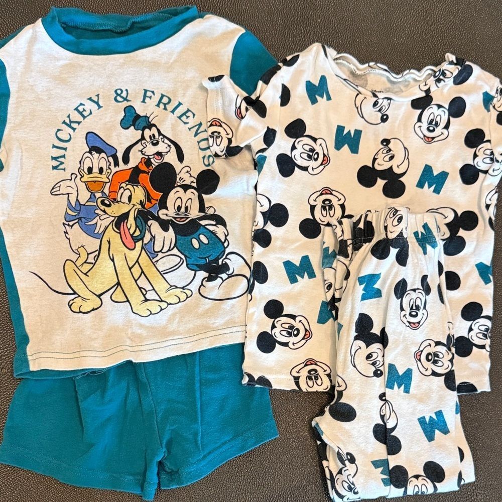 Disney Mickey & Friends Pajama Set - Teal and White bundle of two size 6